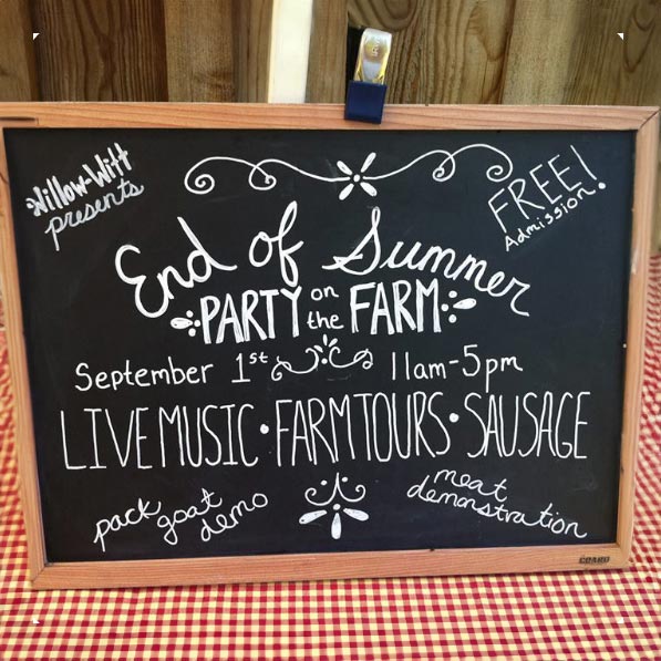 end of summer party at the farm with live music, farm tours, and food