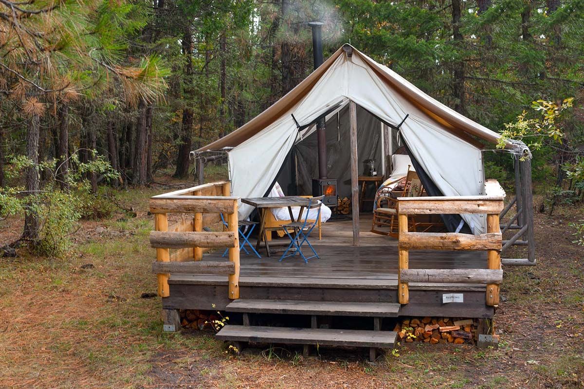 Redwing wall tent in fall 