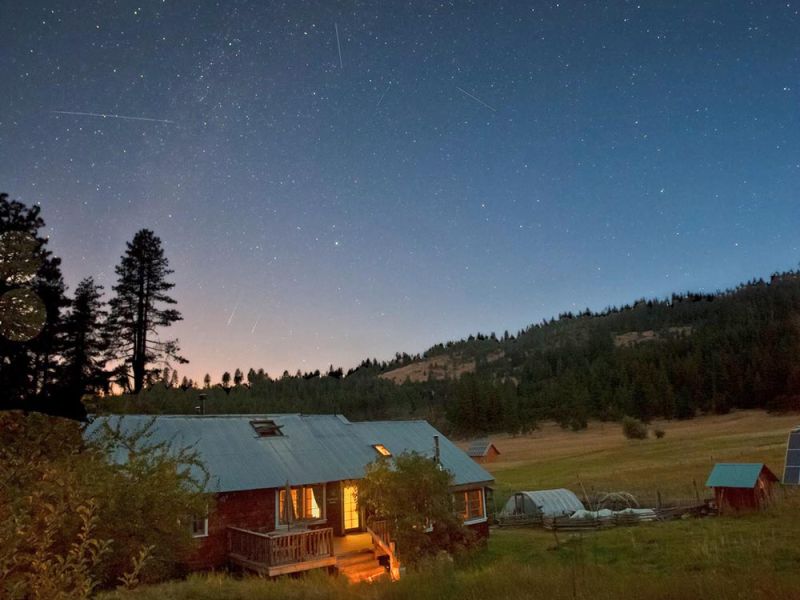 Perseid Meteor Shower over Farmhouse