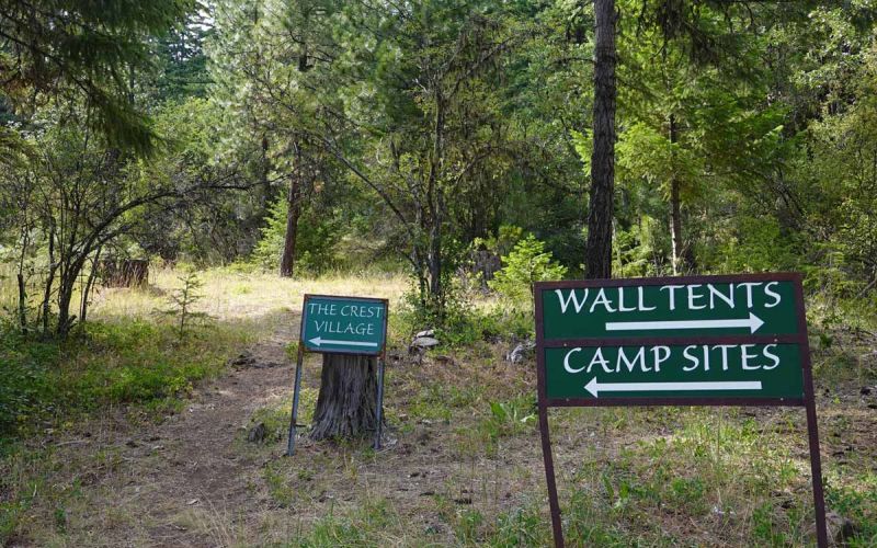 Footpath signs to campground sites