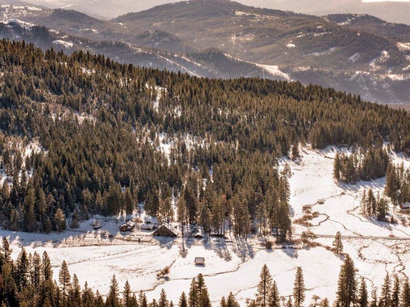 winter snow covers the Willow-Witt Ranch valley and surrounding mountains