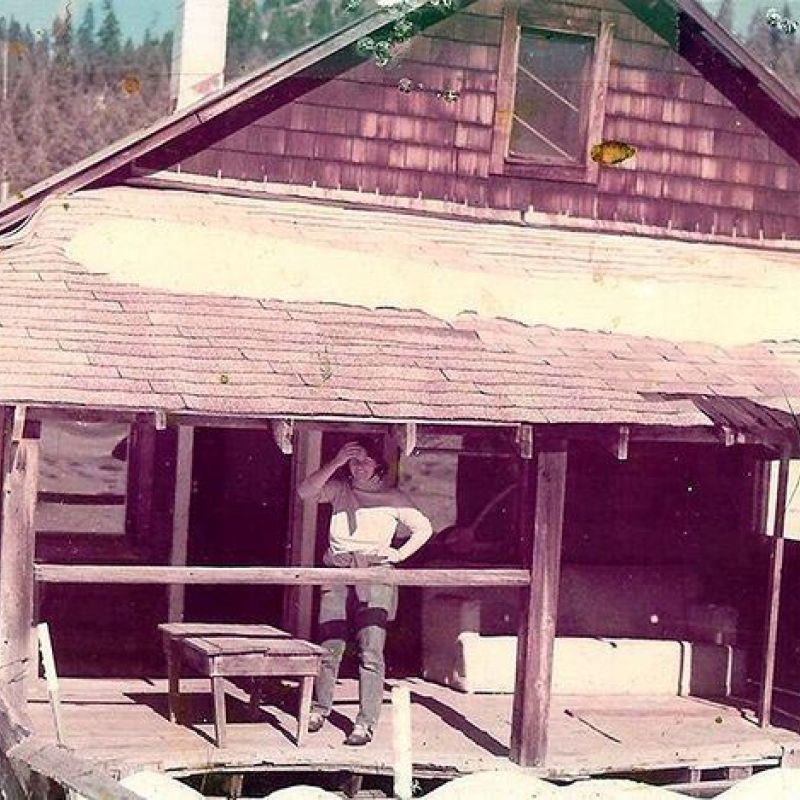 Suzanne Willow on original 1920s farmhouse porch, 1985