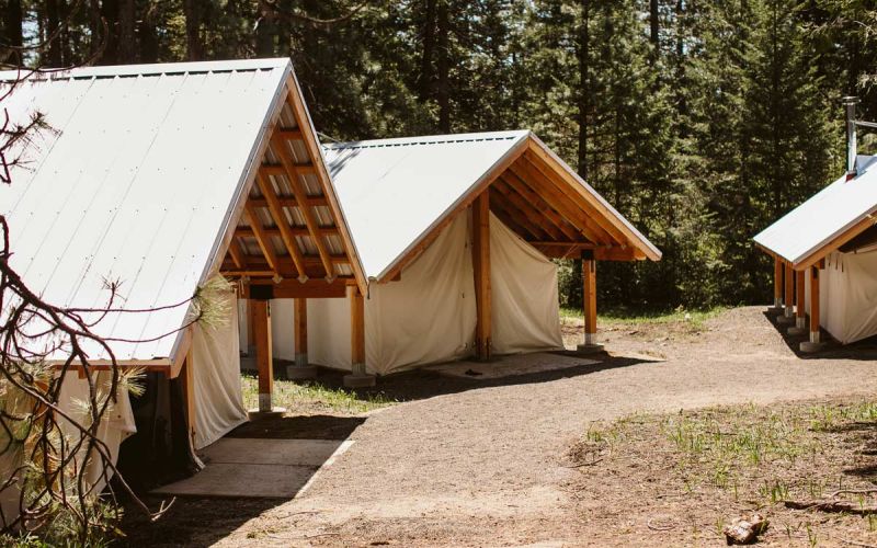 ADA-accessible group wall tent camping sites at Willow-Witt Ranch